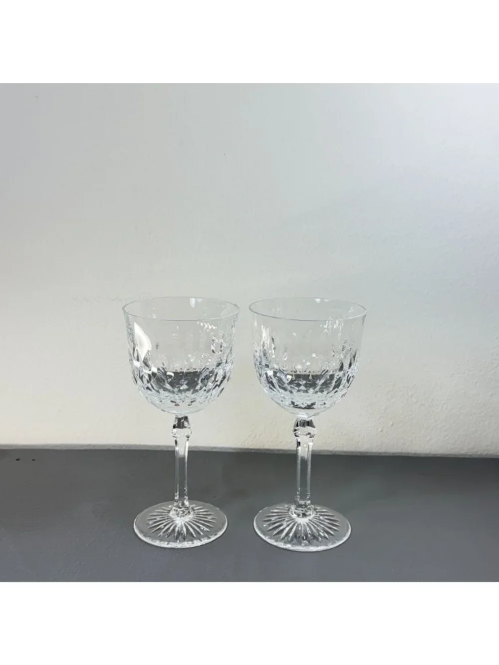 Vintage Josair German Cut Crystal Wine Glasses Set of 2 Lead Crystal Stemware